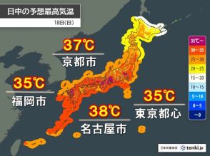 午前中から所々で35℃超え　日中は体温超えの暑さも　熱中症に厳重警戒