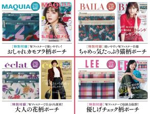 レスポートサック×集英社4誌、コラボ第4弾の特別付録「Wファスナーポーチ」。MAQUIA/BAILA/éclat/LEE 各10月号で