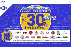 Visaのタッチ決済、大阪府限定でガストなど飲食店30%還元