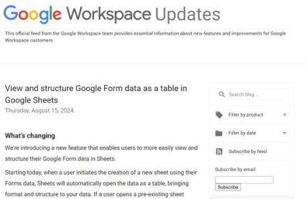 「Google Forms」のデータを「Google スプレッドシート」で自動整形して表示可能に