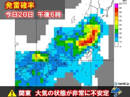 関東　今日も発雷確率高め　帰宅時間帯にまた雷雨か　東京の夏の雷日数最多記録に迫る