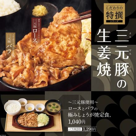 やよい軒「～三元豚使用～ロースとバラの極みしょうが焼定食」9月4日に“こだわりの特撰シリーズ”から発売、たれには「国産黄金しょうが」を100%使用、“三元豚”のロースとバラを食べ比べ