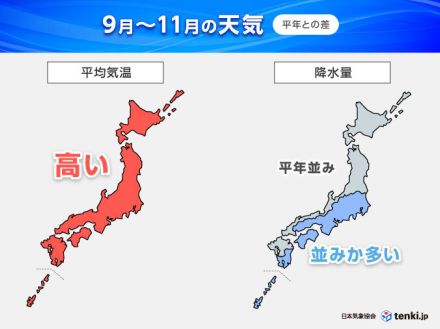 3か月予報　秋の訪れは遅く　10月まで残暑長引く　秋雨・台風シーズンに大雨注意