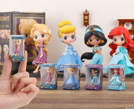 ディズニープリンセスのQ posketがミニチュアサイズに！　全4種のカプセルトイで登場