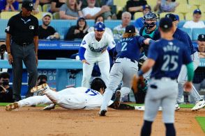 ドジャース・大谷“NINJA顔負け”だ!激レア頭から身をよじらせて帰塁　21戦ぶり第1打席で安打