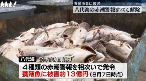 被害額は13億円超 八代海の4種類のプランクトンの赤潮警報すべて解除