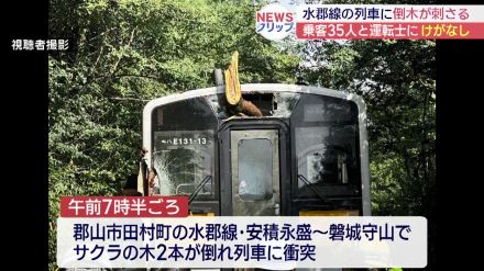 倒木が列車に突き刺さり一時運転見合わせ（福島）