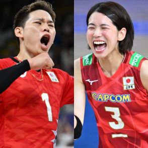 パリ五輪バレー・古賀紗理那＆西田有志、手つなぎ〝ラブラブ〟ペアルックでテレ笑い「ほんとにこの夫婦推せる」と大反響