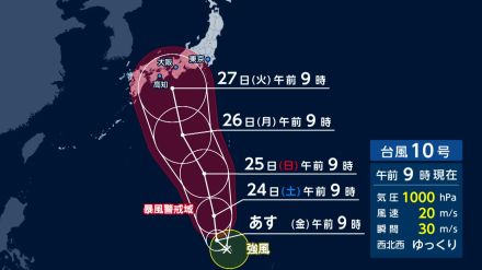 【台風情報】来週27日ごろに「台風10号」が接近・上陸の恐れも…東海から九州にかけて強い勢力で　各地で“ゲリラ雷雨”に注意