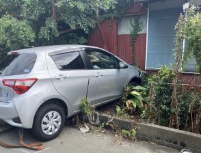 「歩行者が車と植え込みに挟まれている」高齢男性が運転の車が民家の植え込みに突っ込む　2人けがの模様=静岡・長泉町【速報】