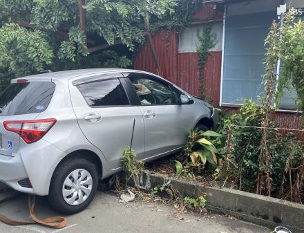 「歩行者が車と植え込みに挟まれている」高齢男性が運転の車が民家の植え込みに突っ込む　2人けがの模様=静岡・長泉町【速報】