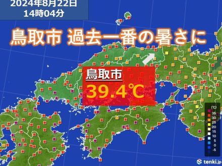 今日22日　鳥取市で39.4℃　統計開始以来一番の高温に　明日も40℃に迫る