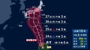 【速報】進路によって広い範囲で大雨や暴風も…台風10号27日にも関東から四国に上陸か　最新の進路予想を発表