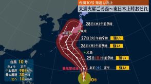 台風10号　27日ごろ強い勢力で⁠西日本～東日本に上陸のおそれ　2018年9月の台風21号に勢力やコースの予想が類似