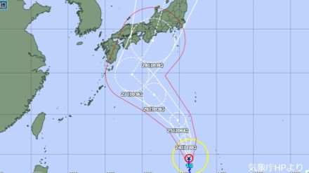 【台風情報】台風10号進路予想　九州の東海上から本州の南へ　27日～28日ごろにかけて西日本～東日本直撃おそれ　950ヘクトパスカル・最大瞬間風速60m予想