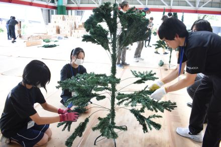 森芸に向け制作作業進む　レアンドロ・エルリッヒ氏の作品　25日完成予定／岡山・奈義町