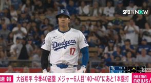 ドジャース大谷翔平選手、今季40盗塁 メジャー史上6人目の“40－40”にあと1本塁打