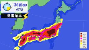 南西諸島や東日本　25日(日)にかけても大気非常に不安定　落雷・突風・降ひょうなど注意