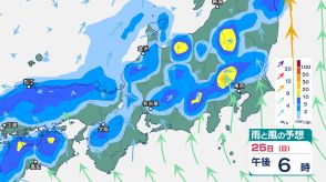 関東甲信は25日昼前から夜遅くにかけても「雷を伴った激しい雨」に注意　「警報級の大雨」となる地域が拡大する可能性