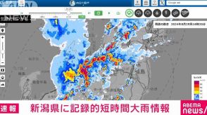 【速報】新潟県に記録的短時間大雨情報　小千谷市付近で1時間に約100ミリの猛烈な雨