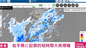 岩手県に記録的短時間大雨情報