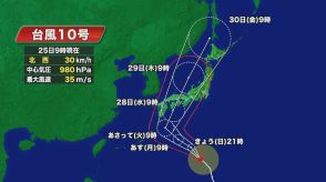 徐々に西側へ…強い台風10号 28日ごろ西日本に接近・上陸の恐れ 東海3県でも27日頃から風雨強まる見込み