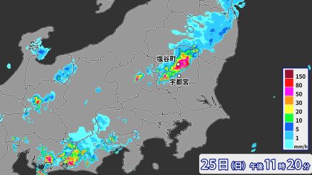 栃木県で1時間に約110ミリの猛烈な雨　記録的短時間大雨情報