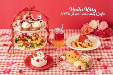 「ハローキティ50周年記念カフェ」でキティ＆ミミィとお祝い！ ラブリーなフォトジニック空間を楽しもう♪