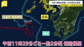 中国軍用機は初 中国の「Y-9」情報収集機が長崎県沖の日本領空を侵犯　自衛隊は戦闘機を緊急発進させ警告軍機が日本領空初侵犯