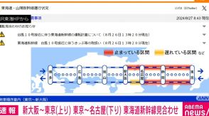 東海道新幹線 上りは新大阪～東京駅間、下りは東京～名古屋駅間で運転見合わせ