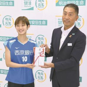 ［山口県］ACT・田口真彩選手応援！100万円贈る　明治安田生命徳山支社