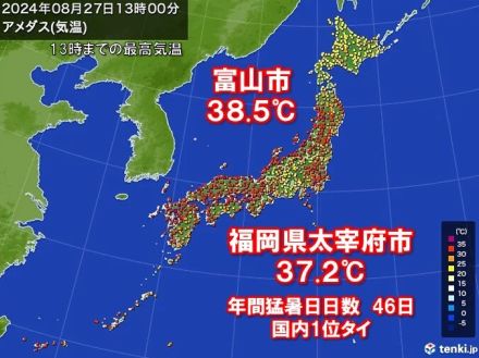 日本海側で体温超えの暑さ　太宰府は年間猛暑日日数46日で国内歴代1位タイ