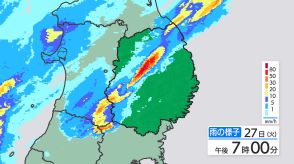 岩手県では前線や暖かく湿った空気の影響により、大雨となっている所があります　28日明け方にかけて大雨による土砂災害、低い土地の浸水、河川の増水や氾濫に厳重に警戒を　また竜巻などの激しい突風や落雷、ひょうに注意