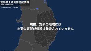 ＜解除＞【土砂災害警戒情報】岩手県・花巻市、北上市、遠野市、奥州市、金ケ崎町