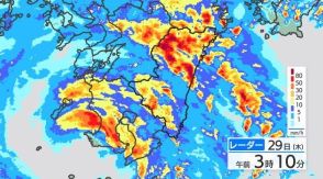 宮崎県北部平野部　北部山沿いで線状降水帯発生