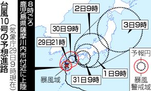 【図解】台風10号、鹿児島県上陸＝線状降水帯相次ぐ、九州北部横断へ―特別警報は切り替え