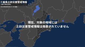 ＜解除＞【土砂災害警戒情報】三重県・津市東部、津市中西部