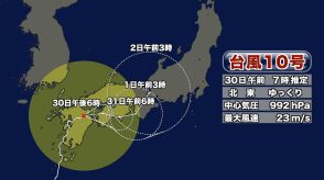 【台風10号】　午前7時現在　大分県に最接近　30日昼過ぎに県内通過か　