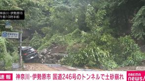 神奈川・伊勢原市 国道246号のトンネルで土砂崩れ 車2台が被害