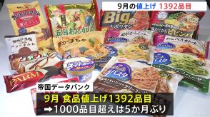 チョコレート製品やアイスクリームが値上げ　9月の値上げは1392品目　1000品目超は5か月ぶり