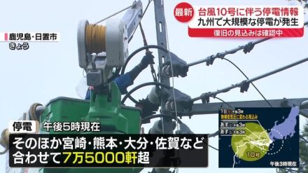 【台風10号】九州電力管内で停電7万5000軒超（午後5時）