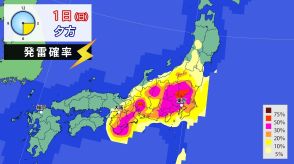 大気の状態非常に不安定　局地的に非常に激しい雷雨に　東日本太平洋側中心に少しの雨でも土砂災害に厳重警戒