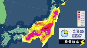 大気の状態非常に不安定　局地的に非常に激しい雷雨のおそれ