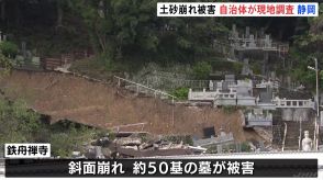 静岡市　土砂崩れの相次ぐ発生で現地調査始まる　寺では斜面崩れ約50基の墓が被害受ける