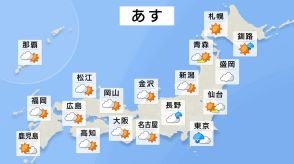 明日は関東～東海で激しい雨　また西日本～東日本では危険な暑さ戻る