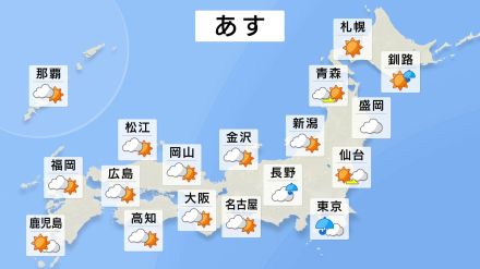 明日は関東～東海で激しい雨　また西日本～東日本では危険な暑さ戻る