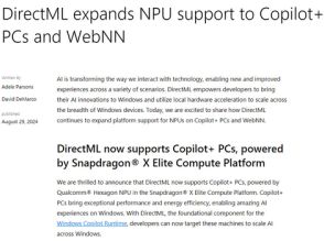 DirectMLがSnapdragon X Elite搭載PCをサポート