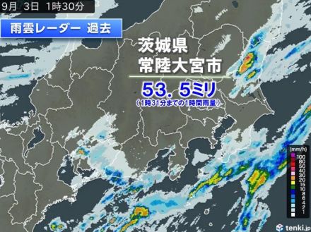 関東に活発な雨雲　1時間に50ミリ以上の滝のような雨　明日4日にかけて断続的に雨