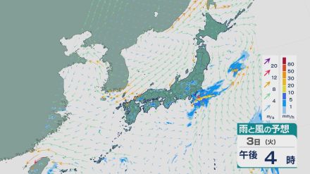 茨城県や千葉県では「滝のような雨」が降ったところも 前線がとどまり3日は関東甲信は雷雨に 大雨に注意、警戒を 雨と風シミュレーション