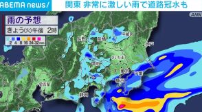 関東で非常に激しい雨 道路冠水など被害発生